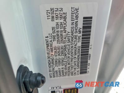 Zdjęcie 14 z 14 samochodu: 2022 HONDA CR-V EXL VIN:5J6RW2H80NL000432 - miniatura