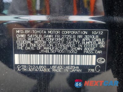 Zdjęcie 12 z 12 samochodu: 2013 LEXUS LS 460 VIN:JTHBL5EF9D5115052 - miniatura