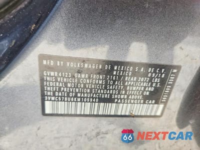 Zdjęcie 12 z 12 samochodu: 2019 VOLKSWAGEN JETTA S VIN:3VWC57BU6KM105940 - miniatura