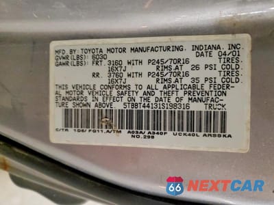 Zdjęcie 12 z 12 samochodu: 2001 TOYOTA TUNDRA SR5 VIN:5TBBT44131S198316 - miniatura