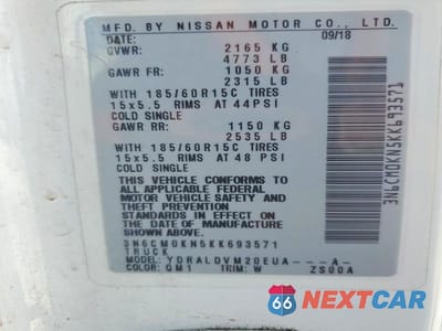 Zdjęcie 13 z 13 samochodu: 2019 NISSAN NV200 S VIN:3N6CM0KN5KK693571 - miniatura