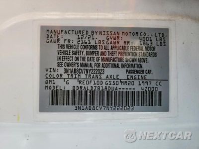 Zdjęcie 13 z 13 samochodu: 2022 NISSAN SENTRA SV VIN:3N1AB8CV7NY222023 - miniatura