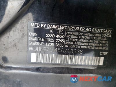 Zdjęcie 12 z 12 samochodu: 2005 MERCEDES-BENZ E 500 VIN:WDBUF70J45A713338 - miniatura