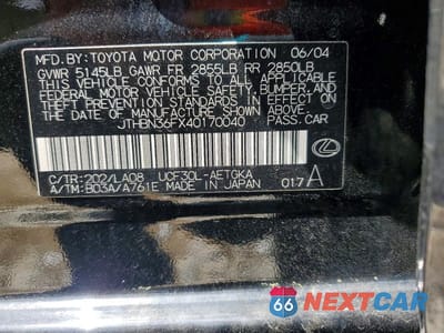 Zdjęcie 12 z 12 samochodu: 2004 LEXUS LS 430 VIN:JTHBN36FX40170040 - miniatura