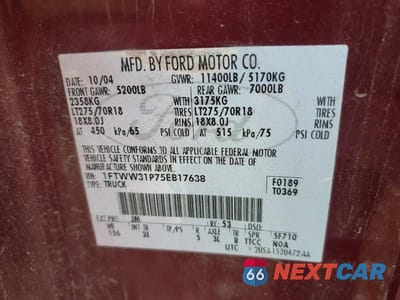 Zdjęcie 10 z 10 samochodu: 2005 FORD F350 SRW SUPER DUTY VIN:1FTWW31P75EB17638 - miniatura