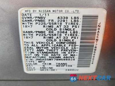 Zdjęcie 14 z 14 samochodu: 2011 NISSAN ROGUE S VIN:JN8AS5MT7BW566824 - miniatura