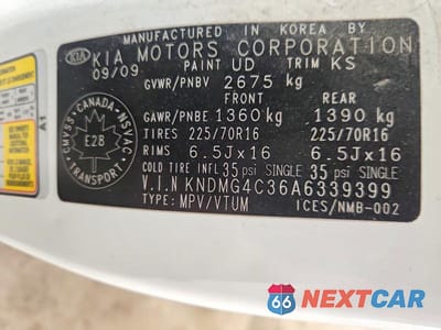 Zdjęcie 13 z 13 samochodu: 2010 KIA SEDONA LX VIN:KNDMG4C36A6339399 - miniatura