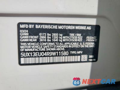 Zdjęcie 12 z 12 samochodu: 2024 BMW X5 SDRIVE 40I VIN:5UX13EU04R9W11580 - miniatura