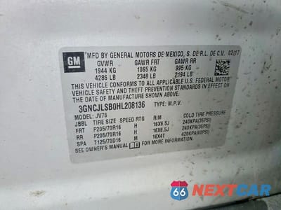 Zdjęcie 13 z 13 samochodu: 2017 CHEVROLET TRAX 1LT VIN:3GNCJLSB0HL208136 - miniatura