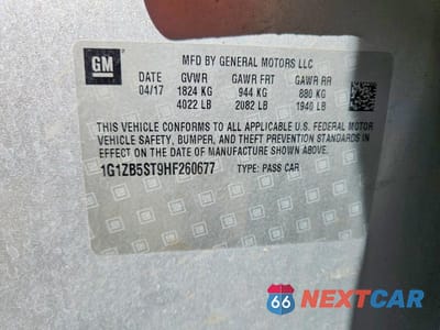 Zdjęcie 12 z 12 samochodu: 2017 CHEVROLET MALIBU LS VIN:1G1ZB5ST9HF260677 - miniatura