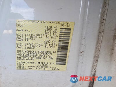 Zdjęcie 12 z 12 samochodu: 2015 NISSAN NV 2500 HD S VIN:1N6AF0KY8FN801175 - miniatura