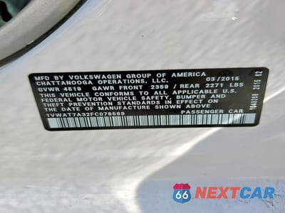 Zdjęcie 12 z 12 samochodu: 2015 VOLKSWAGEN PASSAT S VIN:1VWAT7A32FC078569 - miniatura