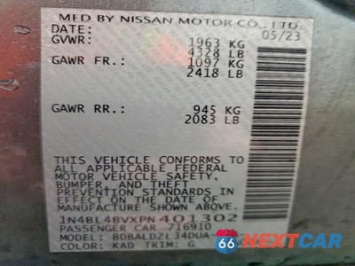 Zdjęcie 13 z 13 samochodu: 2023 NISSAN ALTIMA S VIN:1N4BL4BVXPN401302 - miniatura