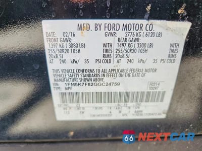Zdjęcie 13 z 13 samochodu: 2016 FORD EXPLORER LIMITED VIN:1FM5K7F82GGC24759 - miniatura