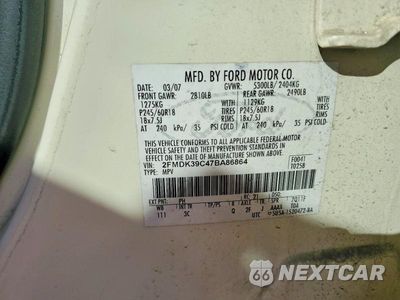 Zdjęcie 14 z 14 samochodu: 2007 FORD EDGE SEL PLUS VIN:2FMDK39C47BA86864 - miniatura