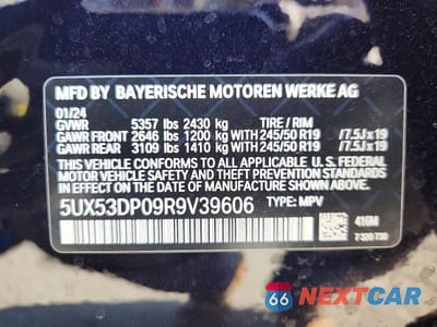 Zdjęcie 13 z 13 samochodu: 2024 BMW X3 XDRIVE30I VIN:5UX53DP09R9V39606 - miniatura