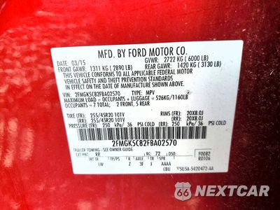 Zdjęcie 27 z 28 samochodu: 2015 FORD FLEX SEL VIN:2FMGK5C82FBA02570 - miniatura