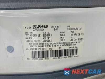 Zdjęcie 12 z 12 samochodu: 2007 DODGE GRAND CARAVAN SXT VIN:2D4GP44L97R133073 - miniatura
