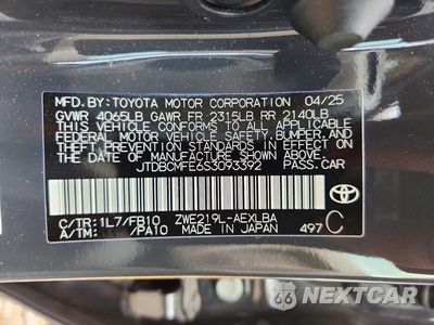 Zdjęcie 12 z 12 samochodu: 2025 TOYOTA COROLLA HYBRID LE VIN:JTDBCMFE6S3093392 - miniatura