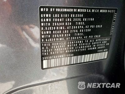 Zdjęcie 14 z 14 samochodu: 2021 VOLKSWAGEN TIGUAN SE VIN:3VV3B7AX8MM118586 - miniatura