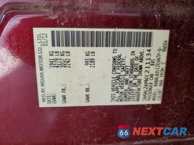 Zdjęcie 12 z 12 samochodu: 2012 NISSAN ALTIMA 2.5 VIN:1N4AL2AP6CC211134 - miniatura
