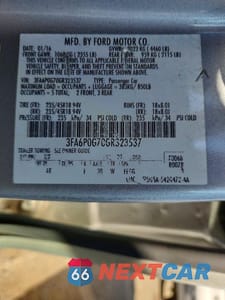 Zdjęcie 12 z 12 samochodu: 2016 FORD FUSION S VIN:3FA6P0G70GR323537 - miniatura