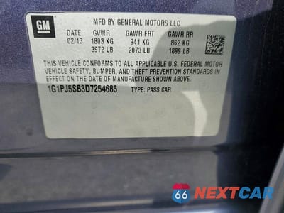 Zdjęcie 12 z 12 samochodu: 2013 CHEVROLET CRUZE ECO VIN:1G1PJ5SB3D7254685 - miniatura