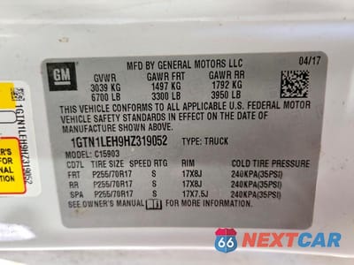 Zdjęcie 12 z 12 samochodu: 2017 GMC SIERRA C1500 VIN:1GTN1LEH9HZ319052 - miniatura