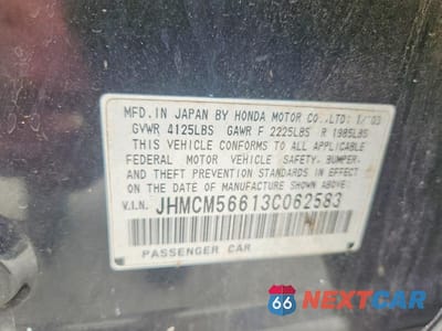 Zdjęcie 12 z 12 samochodu: 2003 HONDA ACCORD EX VIN:JHMCM56613C062583 - miniatura