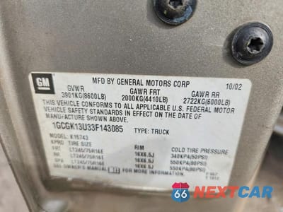 Zdjęcie 12 z 12 samochodu: 2003 CHEVROLET SILVERADO K1500 HEAVY DUTY VIN:1GCGK13U33F143085 - miniatura