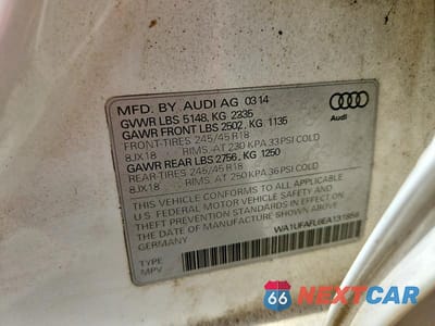 Zdjęcie 13 z 13 samochodu: 2014 AUDI A4 ALLROAD PREMIUM PLUS VIN:WA1UFAFL6EA131856 - miniatura