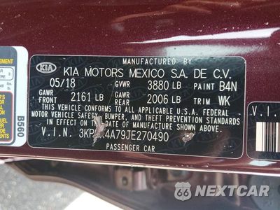 Zdjęcie 13 z 13 samochodu: 2018 KIA FORTE LX VIN:3KPFK4A79JE270490 - miniatura