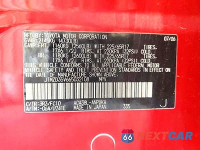 Zdjęcie 14 z 14 samochodu: 2006 TOYOTA RAV4 BASE VIN:JTMZD35V665032108 - miniatura
