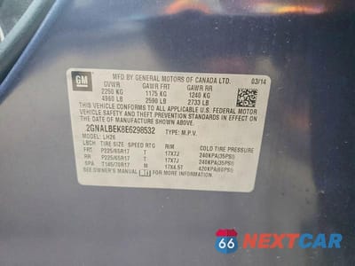 Zdjęcie 14 z 14 samochodu: 2014 CHEVROLET EQUINOX LT VIN:2GNALBEK8E6298532 - miniatura