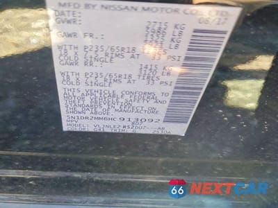 Zdjęcie 12 z 12 samochodu: 2017 NISSAN PATHFINDER SV VIN:5N1DR2MM6HC913092 - miniatura