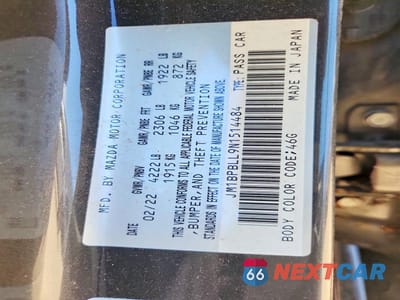 Zdjęcie 12 z 12 samochodu: 2022 MAZDA 3 PREFERRED VIN:JM1BPBLL9N1514484 - miniatura