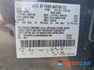 Zdjęcie 13 z 13 samochodu: 2017 FORD EDGE SEL VIN:2FMPK3J94HBB44146 - miniatura