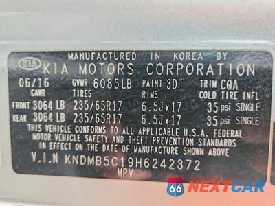 Zdjęcie 13 z 13 samochodu: 2017 KIA SEDONA LX VIN:KNDMB5C19H6242372 - miniatura