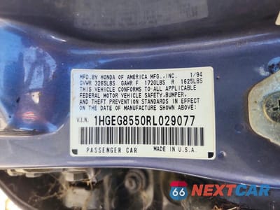 Zdjęcie 12 z 12 samochodu: 1994 HONDA CIVIC LX VIN:1HGEG8550RL029077 - miniatura