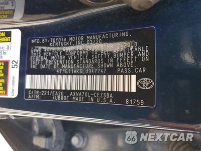 Zdjęcie 12 z 12 samochodu: 2020 TOYOTA CAMRY SE VIN:4T1G11AK6LU947747 - miniatura
