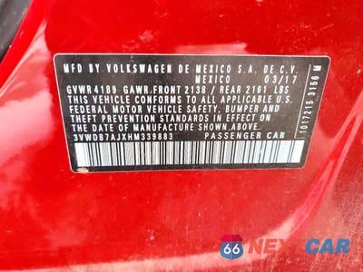 Zdjęcie 12 z 12 samochodu: 2017 VOLKSWAGEN JETTA SE VIN:3VWDB7AJXHM339883 - miniatura