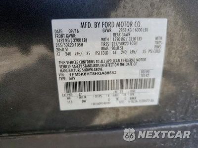 Zdjęcie 13 z 13 samochodu: 2017 FORD EXPLORER PLATINUM VIN:1FM5K8HT8HGA88582 - miniatura