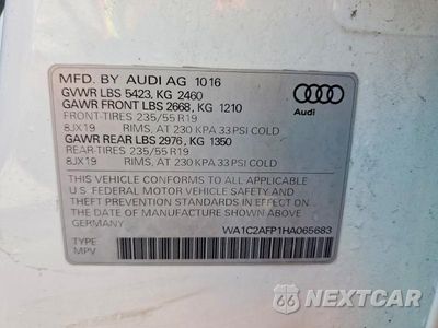 Zdjęcie 14 z 14 samochodu: 2017 AUDI Q5 PREMIUM VIN:WA1C2AFP1HA065683 - miniatura