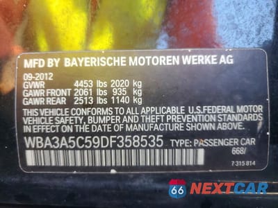 Zdjęcie 12 z 12 samochodu: 2013 BMW 328 I VIN:WBA3A5C59DF358535 - miniatura