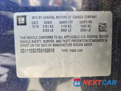 Zdjęcie 12 z 12 samochodu: 2016 CHEVROLET IMPALA LT VIN:2G1115S37G9150010 - miniatura