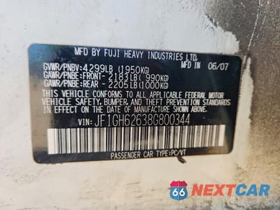 Zdjęcie 12 z 12 samochodu: 2008 SUBARU IMPREZA 2.5I VIN:JF1GH62638G800344 - miniatura
