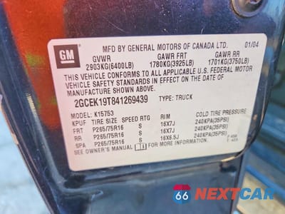 Zdjęcie 13 z 13 samochodu: 2004 CHEVROLET SILVERADO K1500 VIN:2GCEK19T841269439 - miniatura