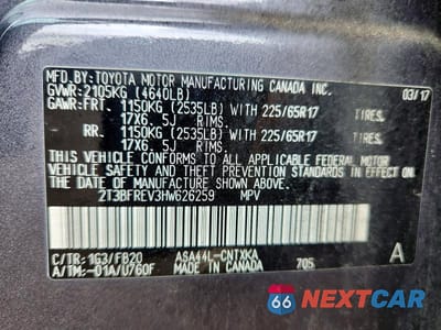 Zdjęcie 12 z 12 samochodu: 2017 TOYOTA RAV4 LE VIN:2T3BFREV3HW626259 - miniatura