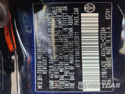 Zdjęcie 12 z 12 samochodu: 2020 TOYOTA CAMRY XLE VIN:4T1F11AKXLU903911 - miniatura
