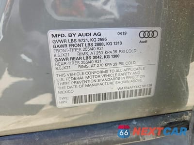 Zdjęcie 13 z 13 samochodu: 2019 AUDI SQ5 PREMIUM PLUS VIN:WA1B4AFY4K2101138 - miniatura